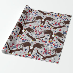 Patriotic Bald Eagle wrapping paper 