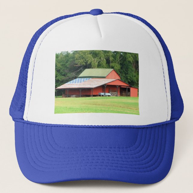 Patriotic Ball Cap, Royal Blue Trucker Hat (Front)