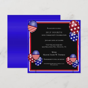 Patriotic Balloon Decorated July 4th Invitation