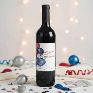 Patriotic Balloons 50th Birthday Wine Label