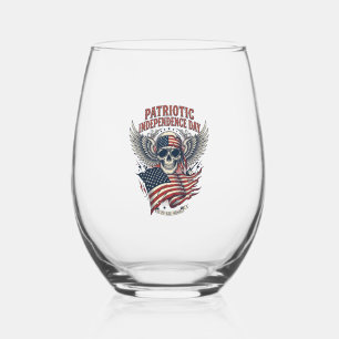 Patriotic Bandana Rocker Old Glory Music Rock Meta Stemless Wine Glass