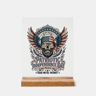 Patriotic Bandanna Rocker Old Glory Music Rock Met Acrylic Sign