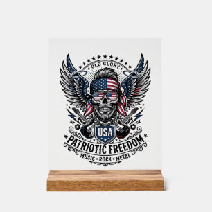 Patriotic Bandanna Rocker Old Glory Music Rock Met Acrylic Sign