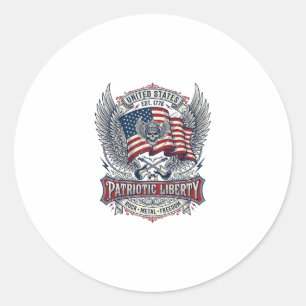 Patriotic Bandanna Rocker Old Glory Music Rock Met Classic Round Sticker