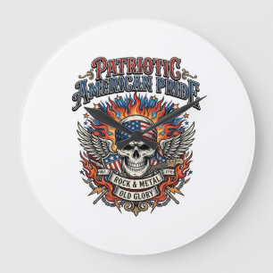 Patriotic Bandanna Rocker Old Glory Music Rock Met Large Clock