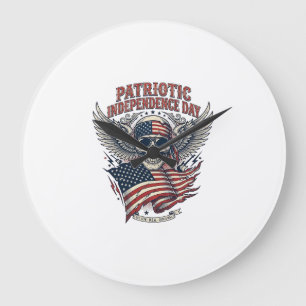 Patriotic Bandanna Rocker Old Glory Music Rock Met Large Clock