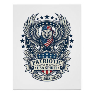 Patriotic Bandanna Rocker Old Glory Music Rock Met Poster