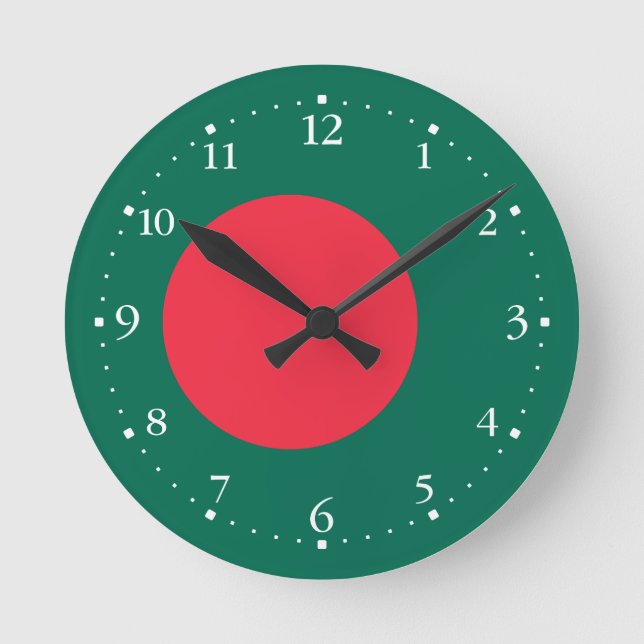 Patriotic Bangladeshi Flag Round Clock (Front)