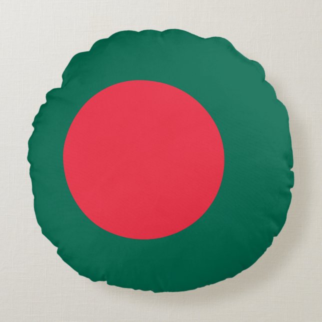 Patriotic Bangladeshi Flag Round Pillow (Front)