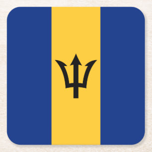 Patriotic Barbados Flag Square Paper Coaster