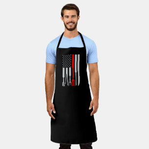 Patriotic Barbecue Large Black Apron
