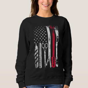 Patriotic Barber American Flag Scissors Blade Hair Sweatshirt