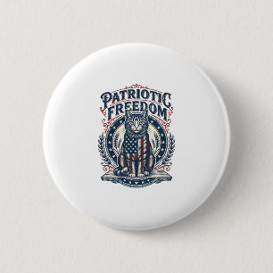 Patriotic Barn Cat Vector Graphic Tee_1 6 Cm Round Badge
