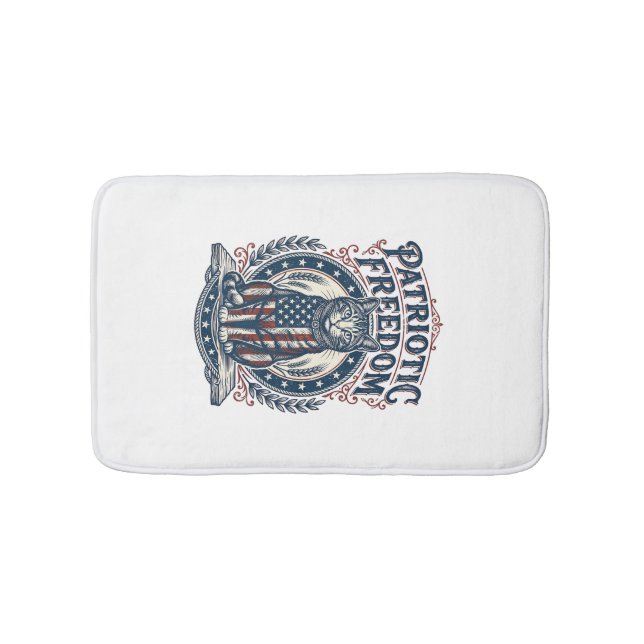 Patriotic Barn Cat Vector Graphic Tee_1 Bath Mat (Front)