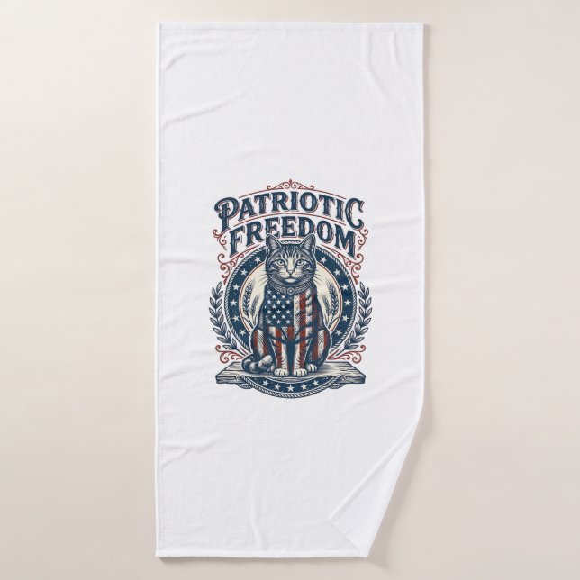 Patriotic Barn Cat Vector Graphic Tee_1 Bath Towel (Bath Towel)