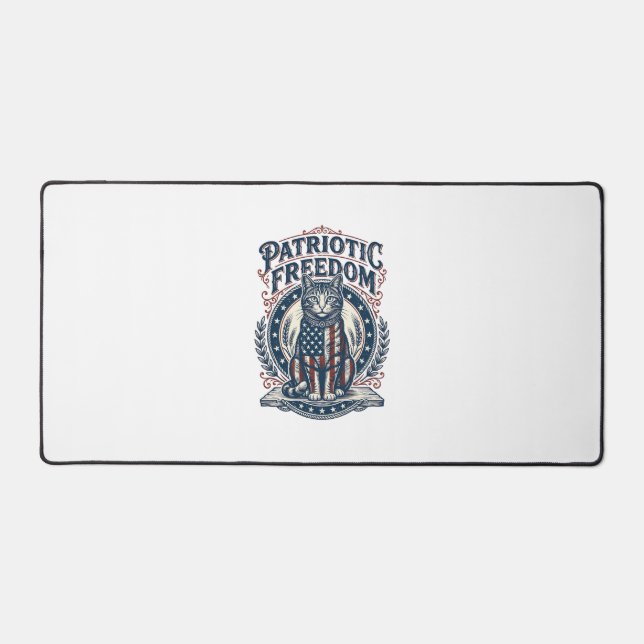 Patriotic Barn Cat Vector Graphic Tee_1 Desk Mat (Front)