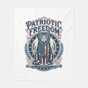 Patriotic Barn Cat Vector Graphic Tee_1 Fleece Blanket