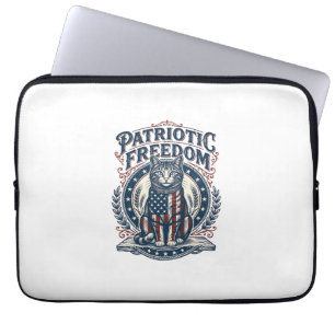 Patriotic Barn Cat Vector Graphic Tee_1 Laptop Sleeve