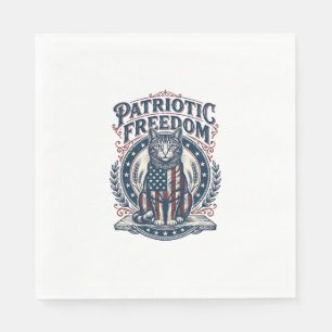 Patriotic Barn Cat Vector Graphic Tee_1 Napkin