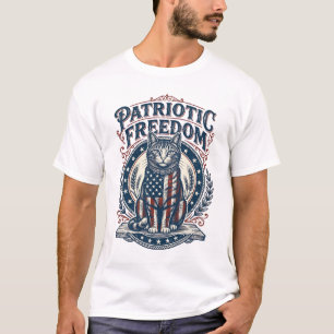 Patriotic Barn Cat Vector Graphic Tee_1 T-Shirt