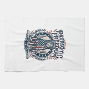 Patriotic Barn Cat Vector Graphic Tee_1 Tea Towel