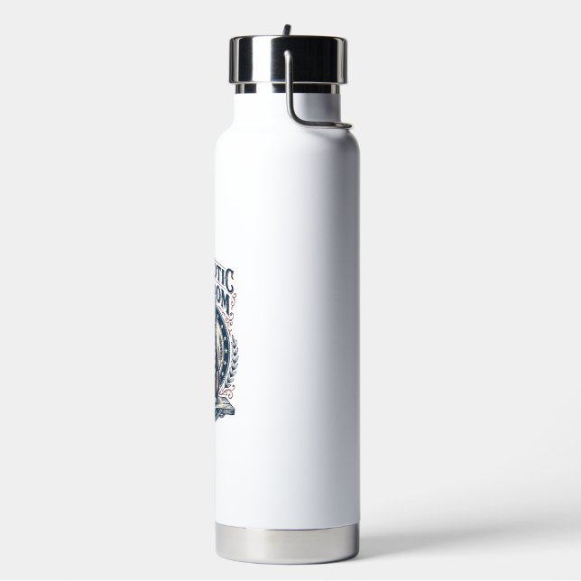 Patriotic Barn Cat Vector Graphic Tee_1 Water Bottle (Left)