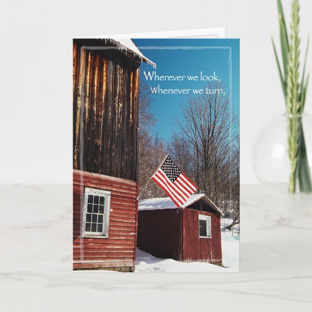 Patriotic Barn Flag Missing You Card (Front)