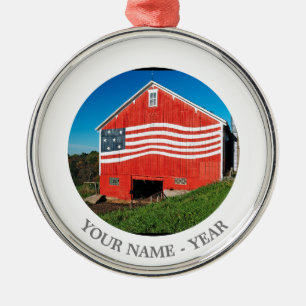 Patriotic Barn Metal Tree Decoration