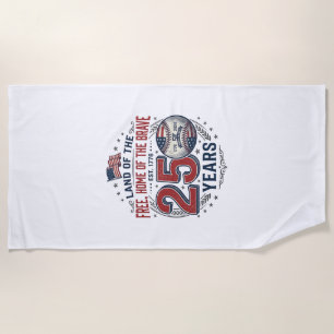 Patriotic Baseball 250 Years Vintage Shirt Design_ Beach Towel