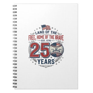 Patriotic Baseball 250 Years Vintage Shirt Design_ Notebook