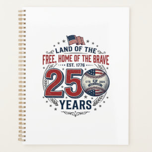 Patriotic Baseball 250 Years Vintage Shirt Design_ Planner