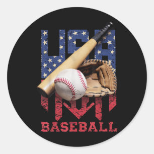 Patriotic Baseball 4th Of July Men Usa American Fl Classic Round Sticker