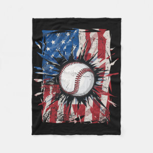 Patriotic Baseball 4th Of July Men Usa American Fl Fleece Blanket