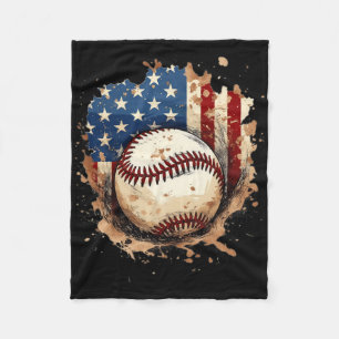 Patriotic Baseball 4th Of July Men Usa American Fl Fleece Blanket