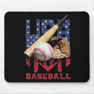 Patriotic Baseball 4th Of July Men Usa American Fl Mouse Pad