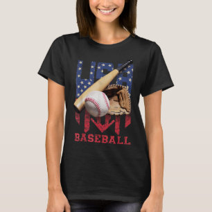 Patriotic Baseball 4th Of July Men Usa American Fl T-Shirt