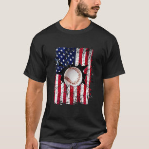 Patriotic Baseball 4th Of July Men USA American Fl T-Shirt