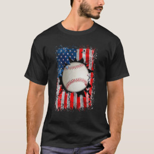 Patriotic Baseball 4th Of July Men USA American Fl T-Shirt