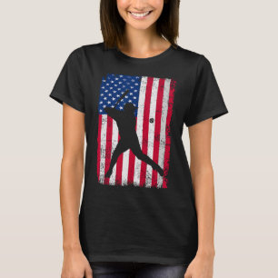 Patriotic Baseball 4th Of July Men Usa American Fl T-Shirt