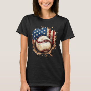 Patriotic Baseball 4th Of July Men Usa American Fl T-Shirt