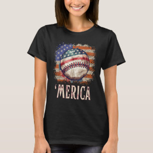 Patriotic Baseball 4th Of July Merica USA American T-Shirt