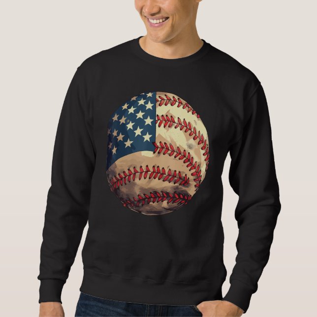 Patriotic Baseball 4th Of July USA American Flag Sweatshirt (Front)
