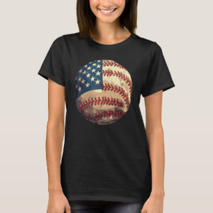 Patriotic Baseball 4th Of July USA American Flag T-Shirt