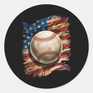 Patriotic Baseball 4th Of July Vintage Usa America Classic Round Sticker