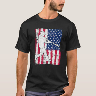 Patriotic Baseball American Flag 4th of July Funny T-Shirt