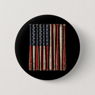 Patriotic Baseball American Flag USA 4th of July 6 Cm Round Badge