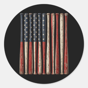 Patriotic Baseball American Flag USA 4th of July Classic Round Sticker