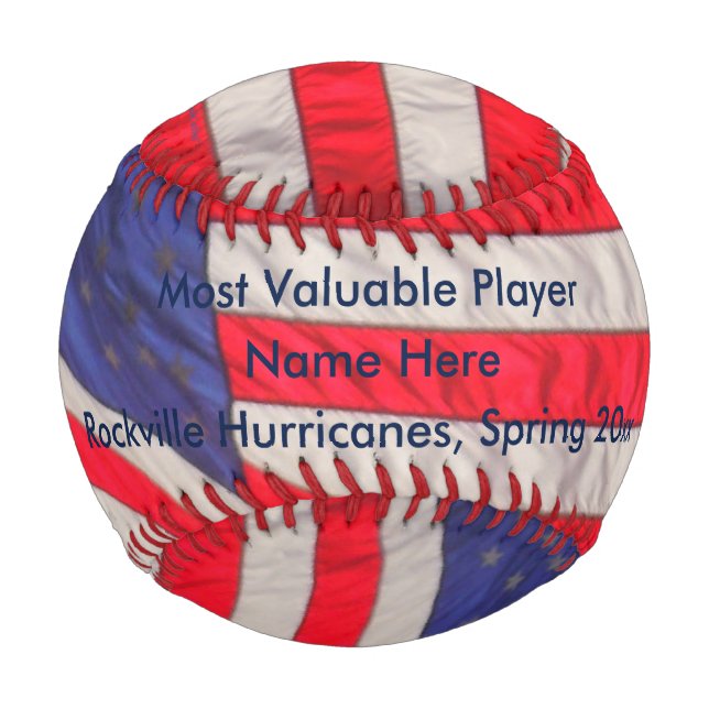Patriotic Baseball American Flags, MVP Award, Name (Front)