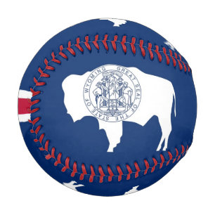 Patriotic baseball ball with flag of Wyoming, USA