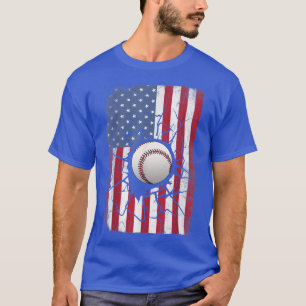 Patriotic Baseball July 4th Men American Flag USA T-Shirt